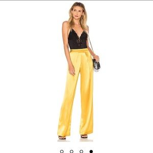 ✈️Mestiza NY Dandelion Satin Palazzo wide Flare vibrant Designer Luxury bright